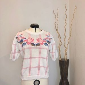 Vintage Checkered Floral Knit